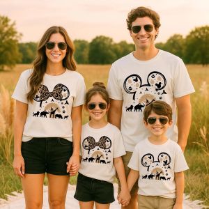 2025 Disney Safari Kingdom 2d Cotton T-Shirt Summer Breathable Family T-Shirt Clothing Harajuku Parents And Children Clothing