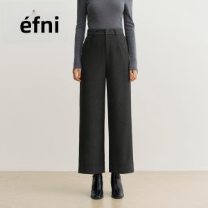 Eifini | Quần Dệt Kim Ống Suông Không Sắt Cho Dáng Quả Lê Thu Đông