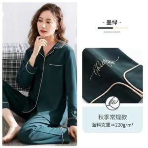 Spring Autumn Long Sleeve Sleepwear Womens Cardigan Sweet Cute Home Clothes Set College Dormitory Outdoor Wear Cotton Blend Fabric