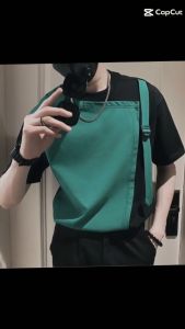 Áo thun áo thun nam lửng tay thiết kế nối mảnh dây nối bên trái phong cách mới lạ - T21