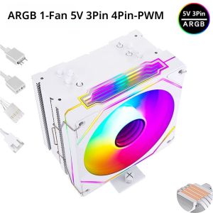 XUANFENG ออลแบล็คไวท์ 4 ฮีทไปป์ ใช้สำหรับ AM4 AM5 x79 x99 i5 i7 i9 คอมพิวเตอร์ซีพียู ระบบระบายความร้อนด้วยอากาศ พร้อมพัดลมไฮดรอลิกแบริ่ง ขนาด 120 มม.