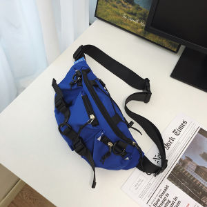 Cool Darkness Nylon Crossbody Bag for Men and Women Tactical Sporty Chest Pack with Zipper Closure Dumpling Shape