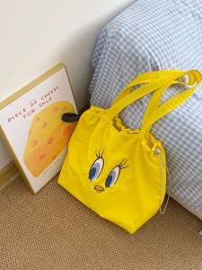 Thickened Lining Japanese Style Forest System Heavy Embroidery Single Shoulder Drawstring Bag Large Capacity Tote Bag for Students And Commuting