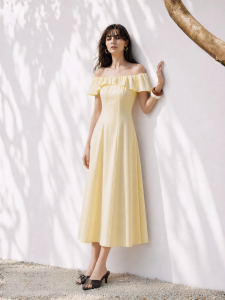 Vero Moda | Off-shoulder Ruffled A-line Long Dress