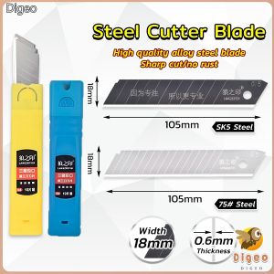 Digeo 10Pcs 75# SK5 Steel Cutter Blade Set 18*105mm With Portable Box