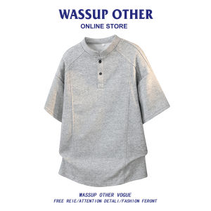 Henry Neck Contrast Stitch Summer Mens T-Shirt