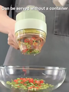 【Newest Version】Food Chopper Protable Mixer Blender Quatre Kapsule 4 In 1 Alat Pemotong Sayuran Handheld Electric Vegetable Cutter Set with Brush