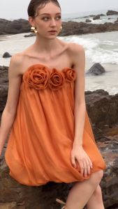 [Voucher 15% MOV 199K cap 100K  Đầm nữ HeraDG thiết kế dáng bí đính hoa nữ tính chất tơ cao cấp SDPBD2081