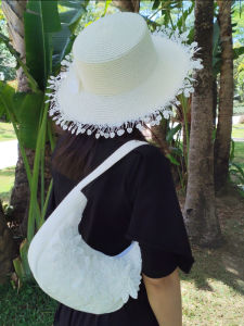 Ruffle Lace Beach Hat Womens Outdoors Sun Protection Flat Top Grass Hat French Style Hat Summer Travel Hat UV Protection