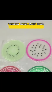Tatakan Gelas Anti Panas Alas Gelas Motif Buah ANTI SLIP TATAKAN CANGKIR BULAT PVC silicone - HOMIA