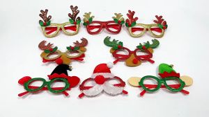 Christmas Glasses Glitter Party Glasses Frames Xmas Eyeglasses for Christmas Party Holiday Photo Booth New Year Decoration