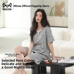 MiiOW | Summer Light Wearable Outdoors Pure Cotton Polka Dot Pajama Short Sleeve and Shorts Set