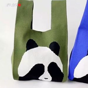 Tas Rajut Tote Bag Totebag Knot Bag Knitted Buffolow Panda Cilukba Pink Bear Korean Stye Tas Souvenir Handmade Mini