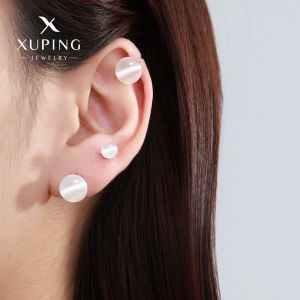 Hoa Tai Kim Loại Mạ Bạc Mạ Vàng Hình Mắt Mèo XUPING Ice through Grey Dành Cho Nữ Phong Cách Đơn Giản Cảm Giác Cao Cấp Cảm Giác Trong Suốt