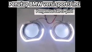 2PCS Shroud Projector BiLED BMW FULL Sport Angel Eye Crystal Projie HID 2.5 Inch Inci Kristal Mobil Motor Angel Eye Kristal Sport 2.5 Lampu Lari Siang Hari LED Putih Persegi Angel Eye Integrated Bezel Shrouds Masker Hood Lamps Universal Satu Warna