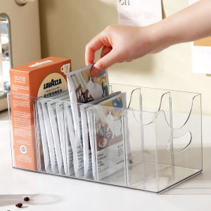 Acrylic Tea Bag Storage Box Capsule Coffee Office Tea Room Desktop Organizer Snack Rack Transparent Visible Design Rectangular