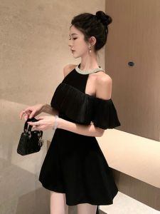 CHANGTONG | Audrey Hepburn Style Elegant French Lady Off-Shoulder Evening Dress