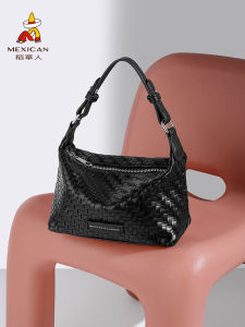 2025 New Style Womens Straw Man Bag Fashionable Commuting Shoulder Crossbody Bag Handwoven Handheld Soft PU Leather Bag