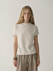 INSIS FEMME | Silk Cotton Summer Round Neck Short Sleeve Top for Women