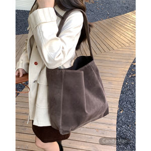 2024 New Arrival Frosted Suede Bucket Bag for Women Retro Ins Style Shoulder Underarm Bag Large Capacity Versatile Work Clothing