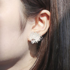 Her Lab | Flower Cluster Stud Earrings Cute Romantic Matt Petal Resin Frosted Transparent Three-Dimensional Flower Floral Ear Studs for Women Girls