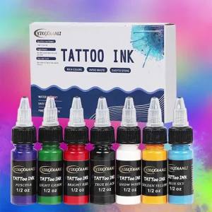 Bộ Mực Xăm 1/2 Oz 15ml/chai - Bộ 1 Hoặc 7 Chai - Màu Xăm Mỹ Phẩm Trang Trí Da Nghệ Thuật Body Art Dành Cho Mọi Nghệ Sĩ Xăm Hình