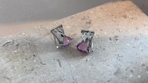 [202] Sweet and cool design candy purple zircon fashion creative 925 silver needle stud earring