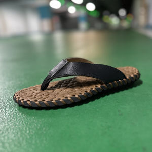 Waterproof Soft Bottom Mens Leather Sandals Anti-Slip Beach Shoes Trendy Brand Summer Slippers Comfortable Casual Slip-On