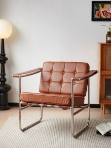 Nordic Stainless Steel Single Sofa Chair Modern Designer Casual Chair Living Room Balcony Lazy Chair Comfortable Seat Cushion