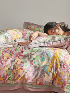 High Density High Yarn American Style Oil Painting Cotton Bedding Set Queen Size Quilt Cover Bed Sheet Pillowcase Case