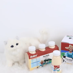 【One Whole Box】 BIOLINE 6PCS Pet Milk 220ml Lactose Free Cow Milk for Dog & Cat with Fish Oil