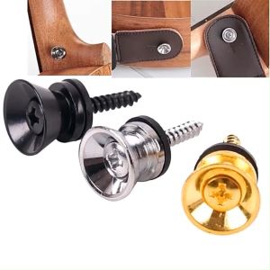 Guitar Strap Button Metal Locks Anti-Skid Bass Buckle Pegs Durable Strap Electric Acoustic Guitars