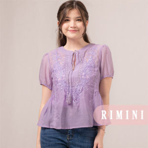 RIMINI - Atasan Blus Wanita Lengan Pendek Puff Embroidery Jumbo Size XS-3XL - Winslow Top 524789