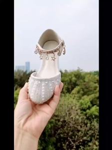 MENGBEIHUAN | High Heels Girls Shoes For Princess Style Sparkling White Match with Dress