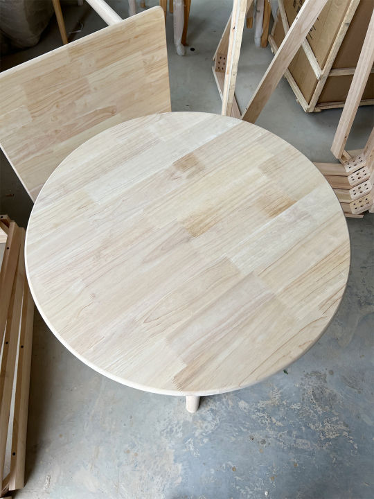 White Body Solid Wood round Table Dining Table Cherrywood round Dining