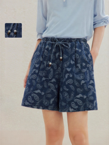 INMAN | Flax Cotton Flower Embroidery Bead Drawstring Women Jeans Shorts 2026 New Summer