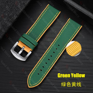 18/19/20/21/22/24mm Nylon Sailcloth Rubber Hybrid Watch Strap Men Women Silicone Waterproof Watch Band Orange Blue Bracelets