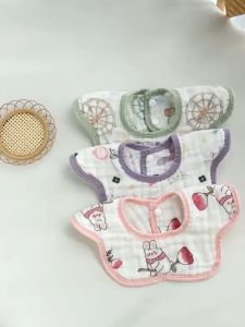 26*29cm Baby Petal Bib 6 Layers Of Bubble Cotton Gauze ChildrenS Bib 360 Degree Newborn Bib