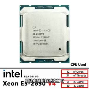 Intel | Intel Xeon 2650V4 E5 2650 V4 Used 2.2GHz 12-Cores CPU processor LGA 2011-3