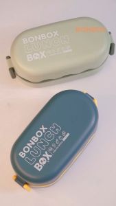 Samono Hộp cơm văn phòng Bonbox BTW30301 xanh lá/hồng/tím 850ml hộp đựng cơm trưa 2 tầng 3 ngăn kèm muỗng