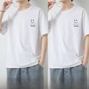 ROMON | Lomond Mens Round Neck Short Sleeve T-Shirt Summer Thin Pure Cotton Loose Elastic Casual Top Ice Silk Youth Fashion Cotton 100%