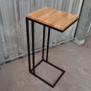 โต๊ะข้างเตียงไว้ทํางาน โต๊ะข้างโซฟา โต๊ะขนาดเล็ก ขนาด 35x29x75 ซม. เหล็กกันสนิมแข็งแรง + ไม้แท้ (ประกอบสําเร็จ)