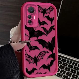Bandai | Ốp Lưng Silicon Hình Dơi Đen Halloween Cho Xiaomi Mi 11 Lite 12 Lite 13 Lite Pro 17 Pro Max 15 Ultra - Thiết Kế Mờ Nhẹ Chống Xước