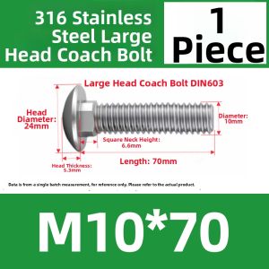 OPPU | 316 Stainless Steel Round Head Carriage Bolt Square Neck DIN603
