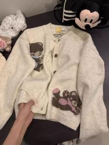 Trendy Retro Loose Lazy Short Sleeveless Knitted Cardigan Womens round Neck Open Front Warm Top for Commuting Early Autumn