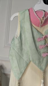 Dress Anak Size Tanggung Import Outer Pita Model Cheongsam Bunga Kerah Tinggi Modern