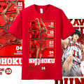 Slam Dunk Hanamichi Sakuragi Short-Sleeved T-shirt Men and Women Pure Cotton Loose Hip Hop Basketball Anime Peripheral Couple Clothes. 