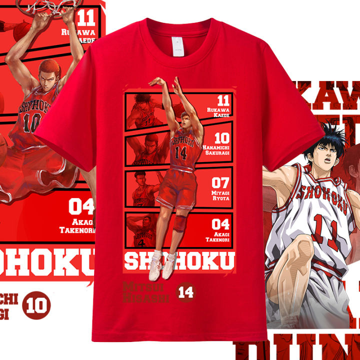 Slam Dunk Hanamichi Sakuragi Short-Sleeved T-shirt Men and Women Pure Cotton Loose Hip Hop Basketball Anime Peripheral Couple Clothes