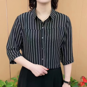 มีสไตล์ หลวม ฤดูร้อน เสื้อ ผู้หญิง ลายดอก ผ้าชีฟอง เสื้อท่อนบน ครึ่งแขน เรียบหรู ชุดทํางาน ลำลอง หลวม เสื้อเชิ้ตพอดีตัว