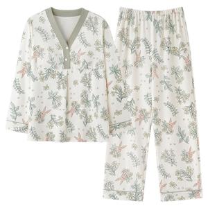 MiiOW | ชุดนอนผ้าฝ้ายแท้สำหรับผู้หญิงในฤดูร้อน ชุดกักครม. ชุดอยู่บ้านสำหรับคุณแม่ท้องใหม่ สายรัดให้เลือดไหลได้สะดวก ชุดอยู่บ้านแบบสวมสบาย วัสดุผ้าฝ้าย 100%